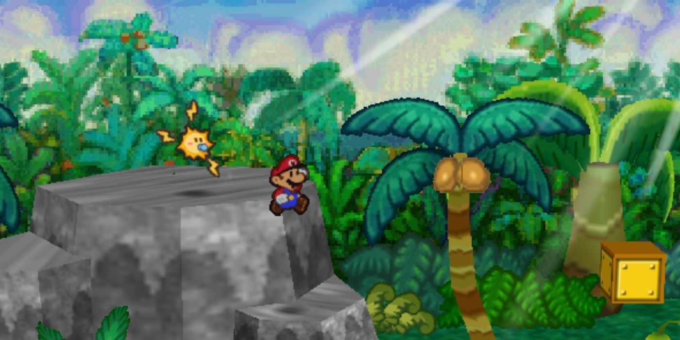 Mario traveling through Lavalva Island in Paper Mario 64