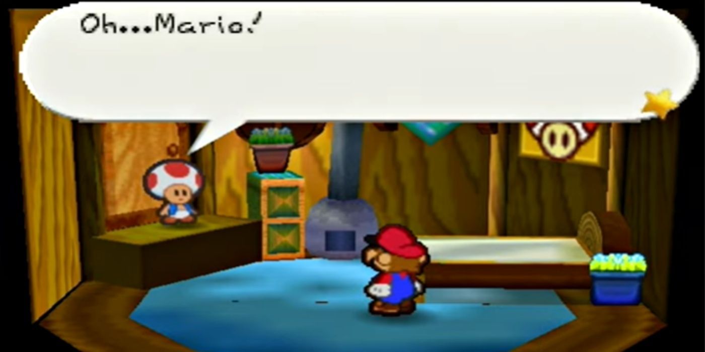 Toad calls for Mario on the Paper Mario 64 Prologue
