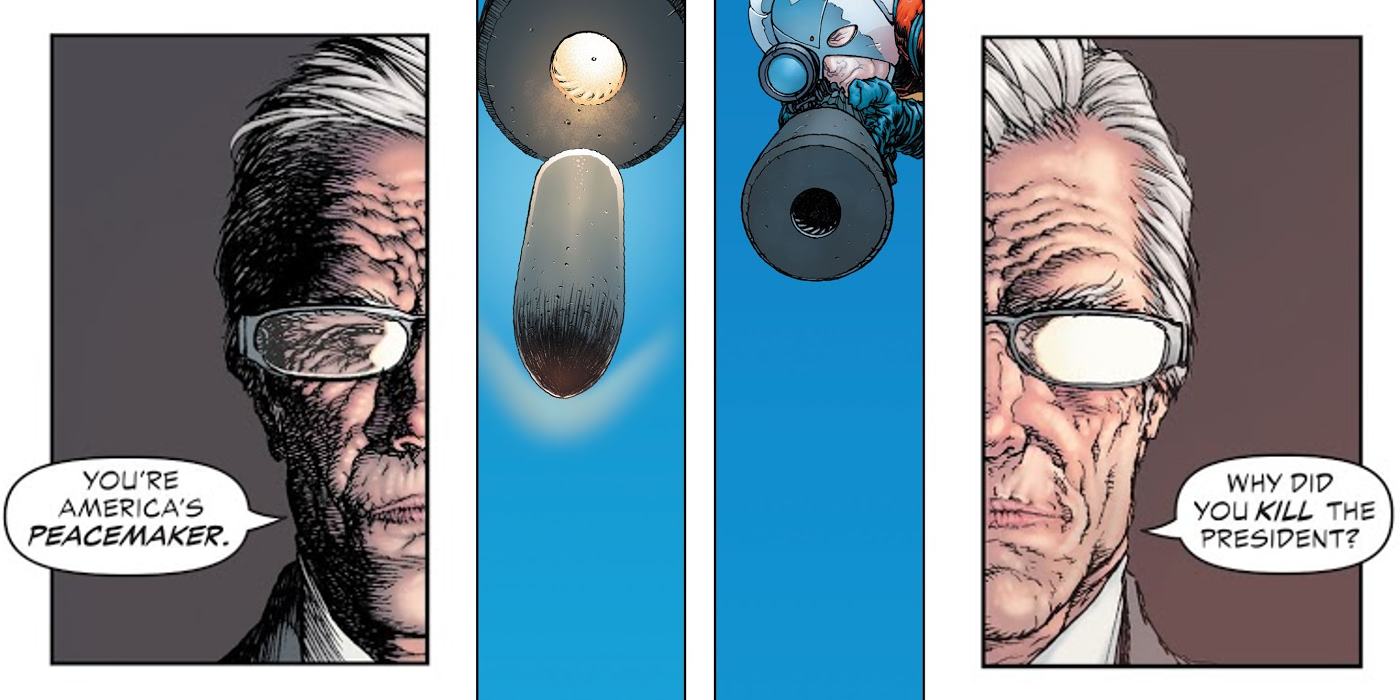 Pax Americana comic book panels.