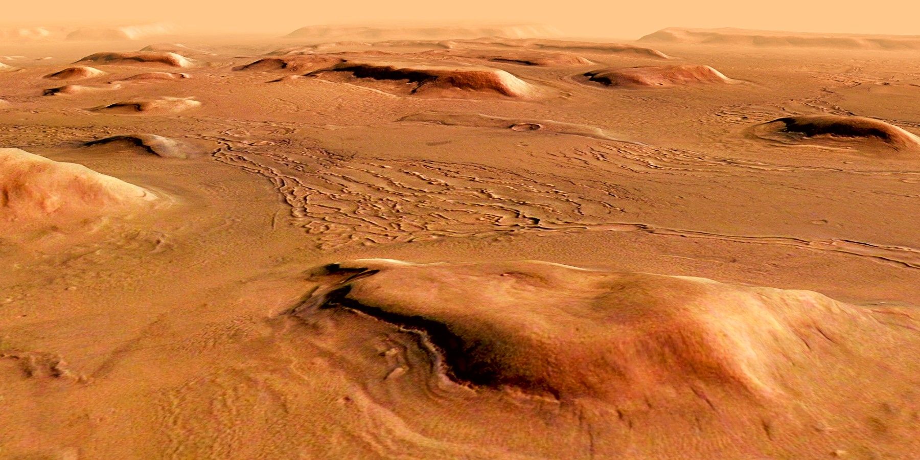 Perspective view of Mars region Deuteronilus Mensae