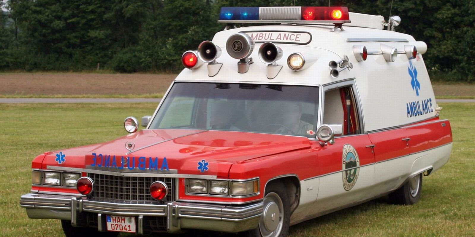 Photoshoot of a 1975 Cadillac ambulance