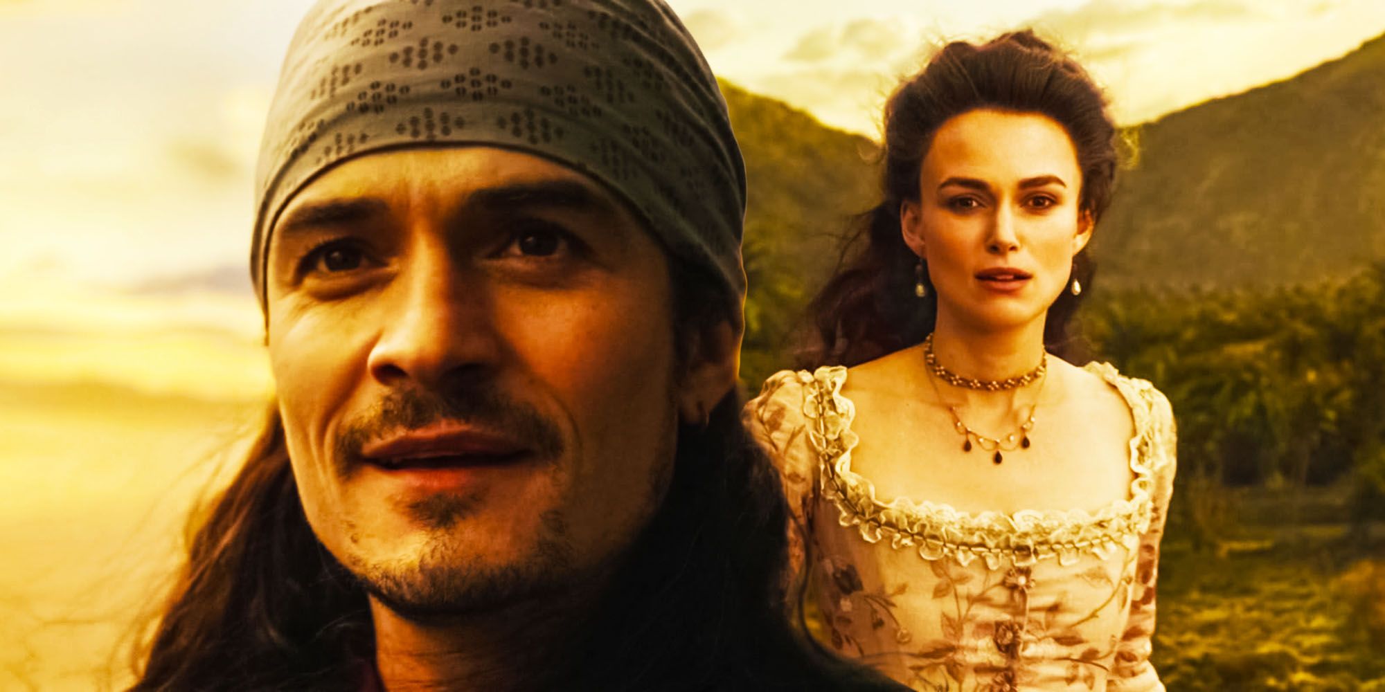 Will Turner and Elizabeth Swan in Pirates of the Caribbean