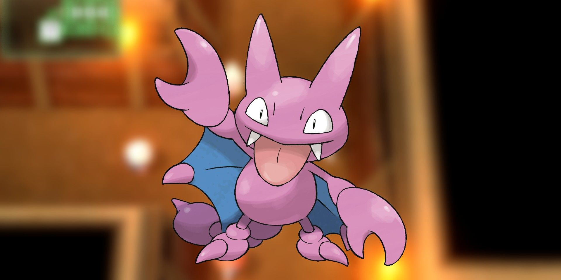 Gligar waving in front of a cave tunnel in Pokemon