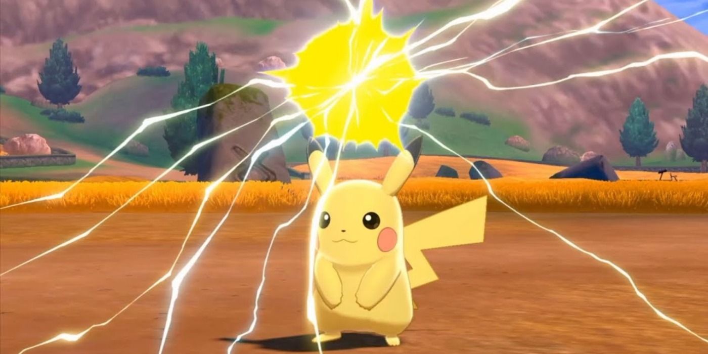 Pokemon Brilliant Diamond Shining Pearl Light Ball Pikachu stands in battle arena