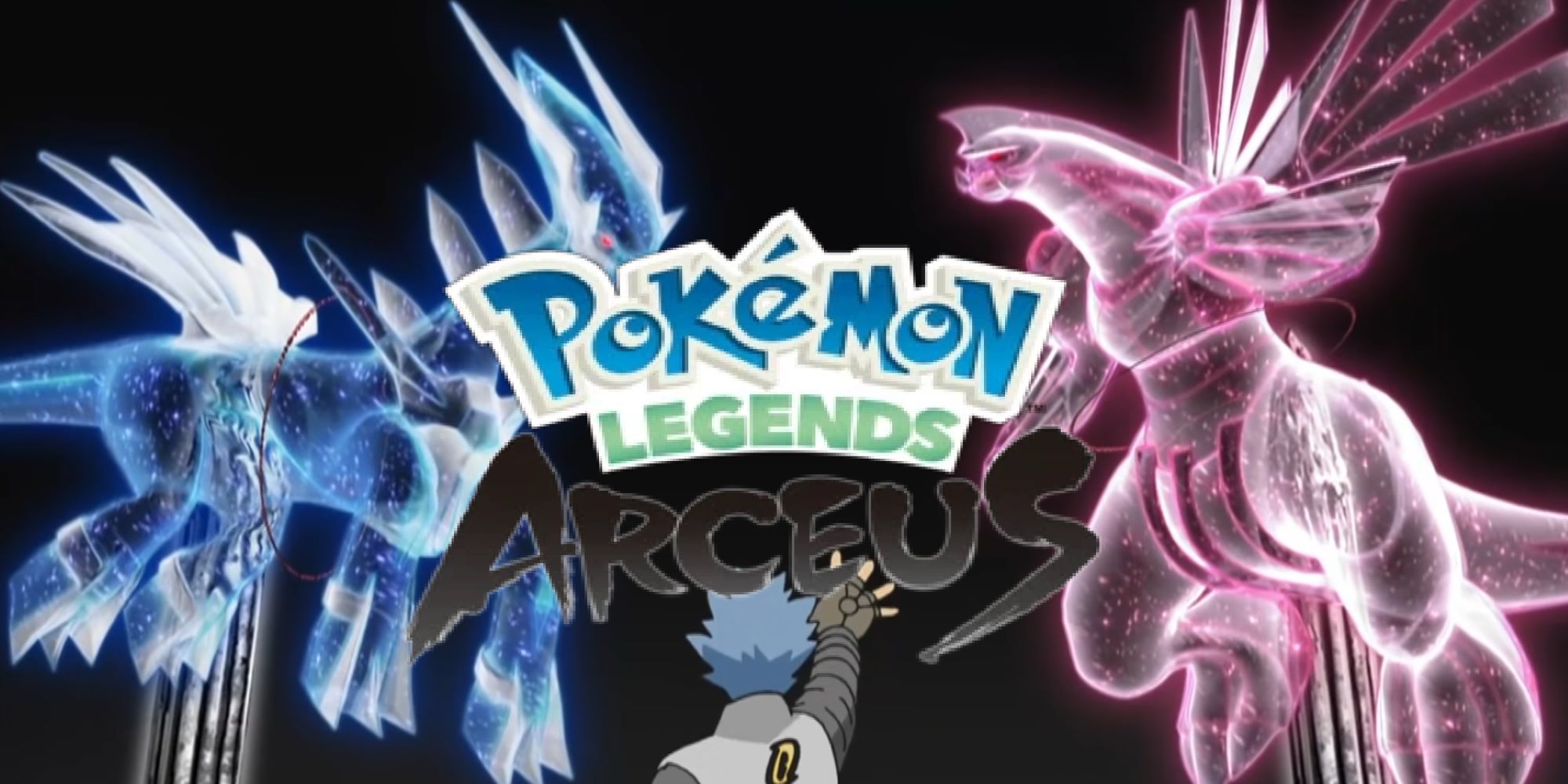 Pokemon Legends Arceus logo with Dialga and Palkia