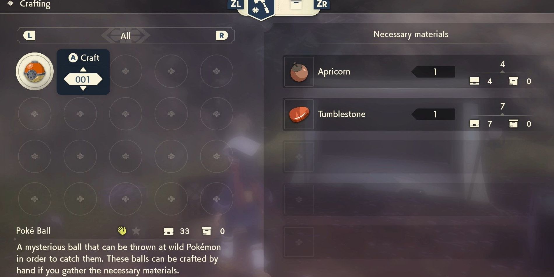 Pokemon Legends Arceus Crafting