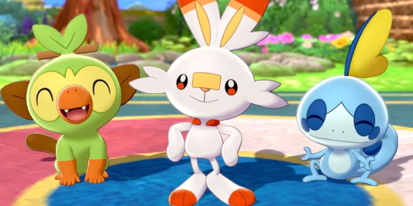 Grookey, Scorbunny, and Sobble in Pokémon Sword &amp; Shield