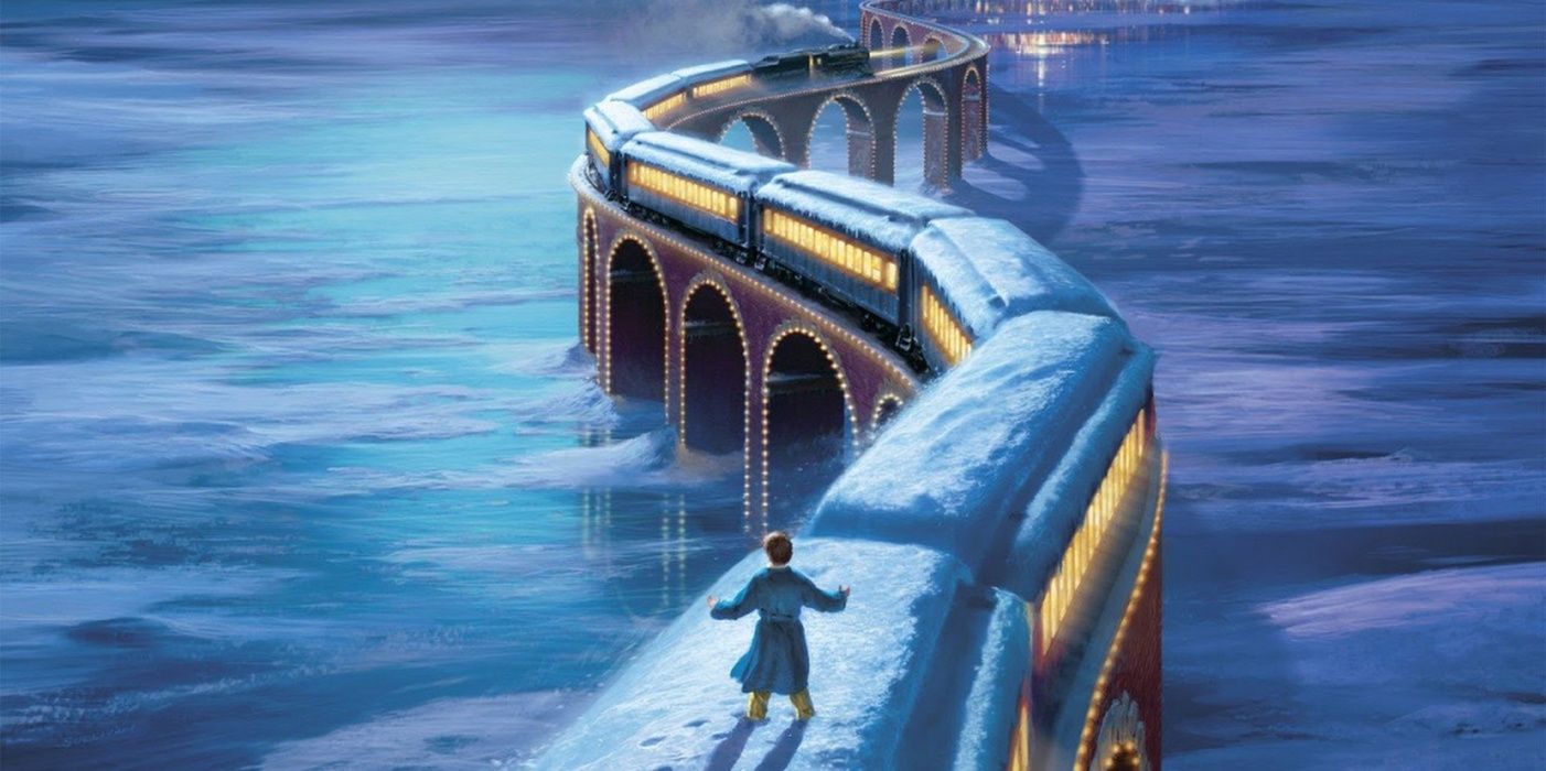 The boy walking the roof of the polar express