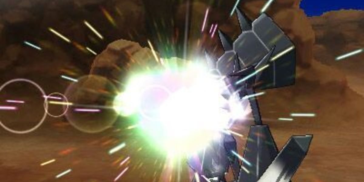Necrozma uses Prismatic Laser in a Pokemon game