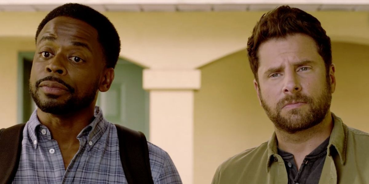 Shawn and Gus looking confused in Psych 3: This Is Gus