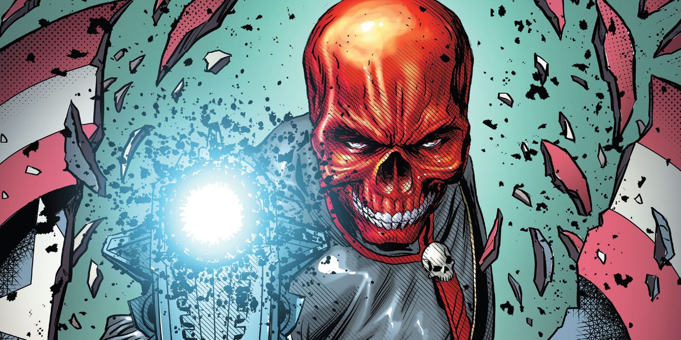 Red Skull destroys Captain America's shield.
