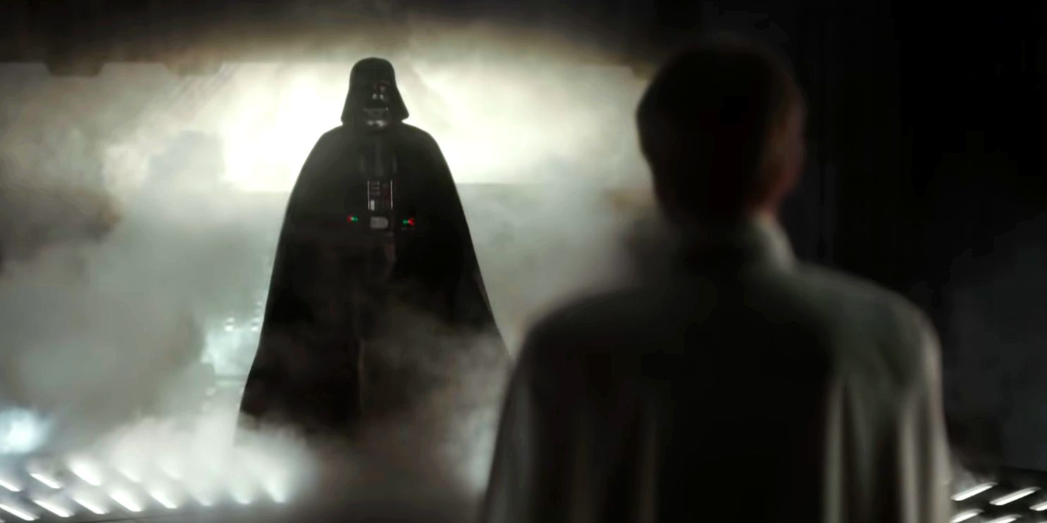 Darth Vader surrounded by smoke in Rogue One