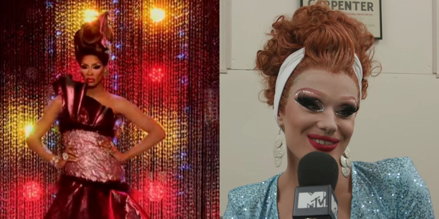 Split image showing Lineysha and Ivy in RuPaul's Drag Race