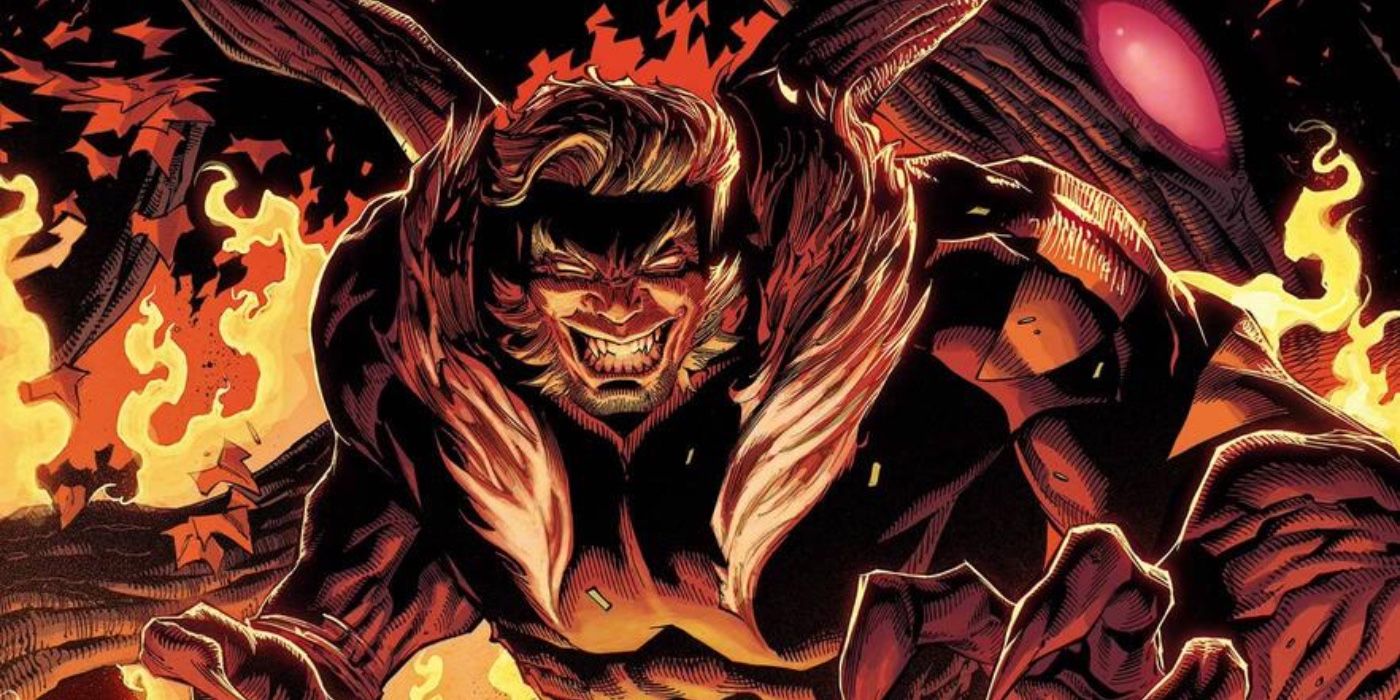 Sabretooth 1 cover, showing Sabretooth in a burning Hell