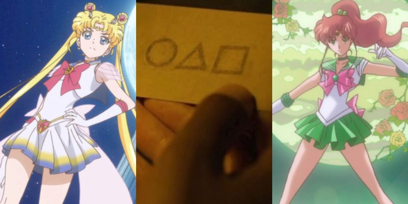 A split image depicts Sailor Moon in Sailor Moon Crystal, the Squid Game business card, and Sailor Jupiter in Sailor Moon Crystal