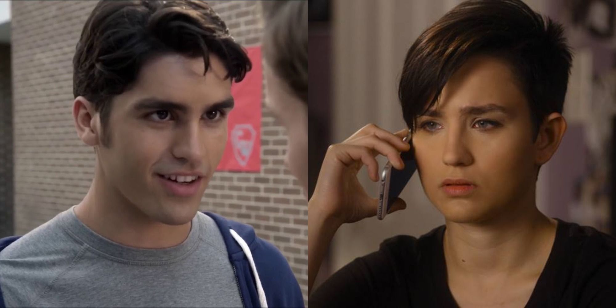 Split image showing Jake and Audrey in MTV's Scream