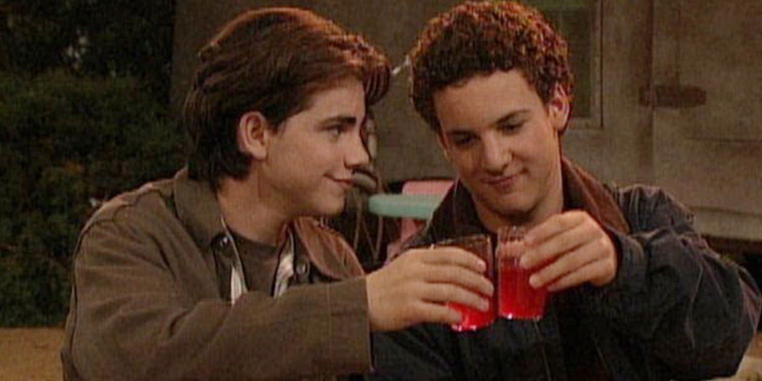Shawn and Cory toast in Boy Meets World episode Turkey Day