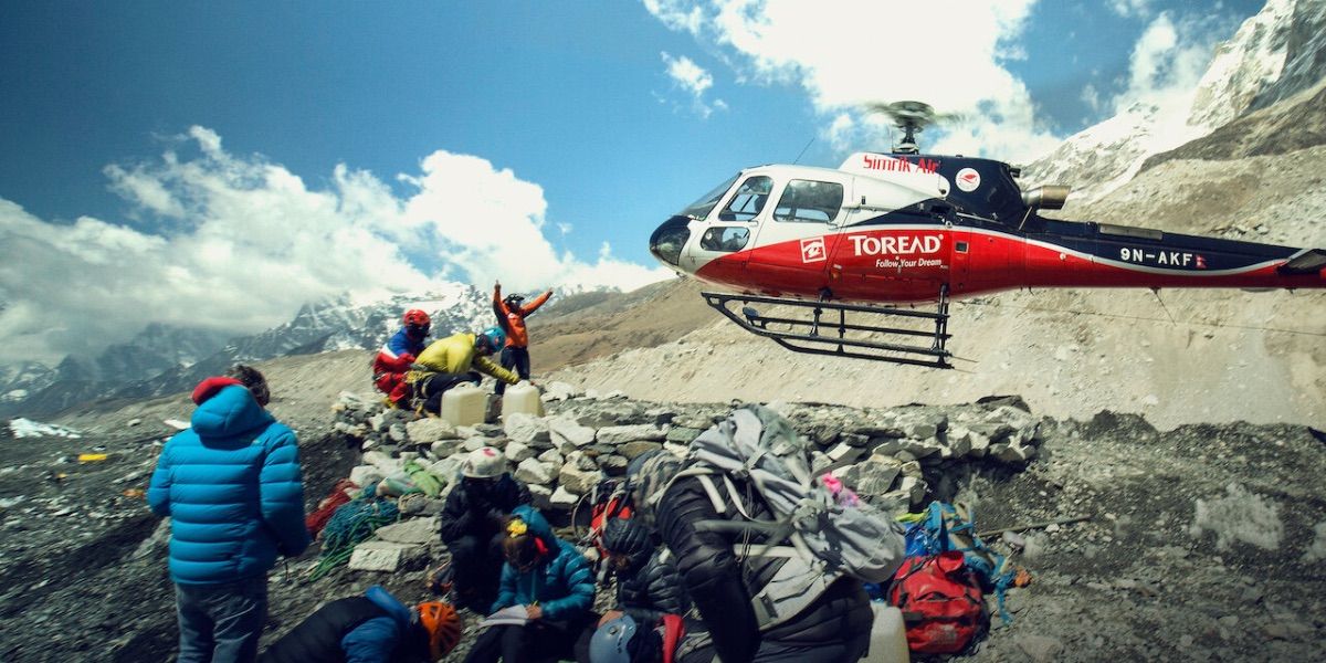 An image of the climbers being rescued in Sherpa