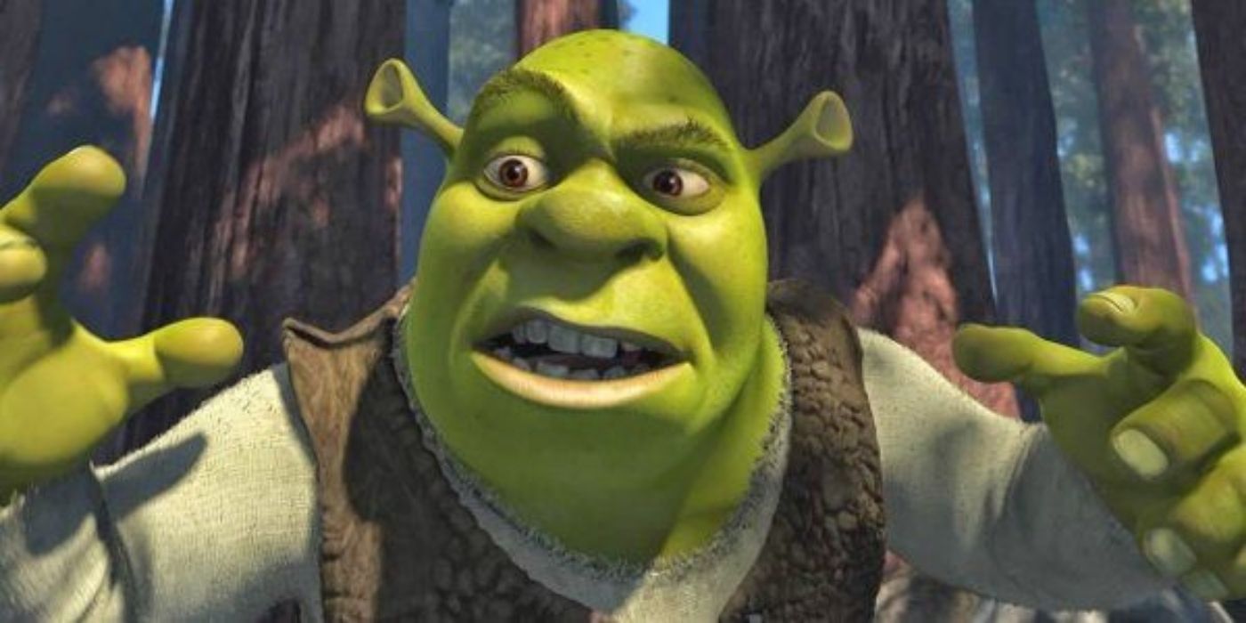 Shrek scaring others in the forest on Shrek