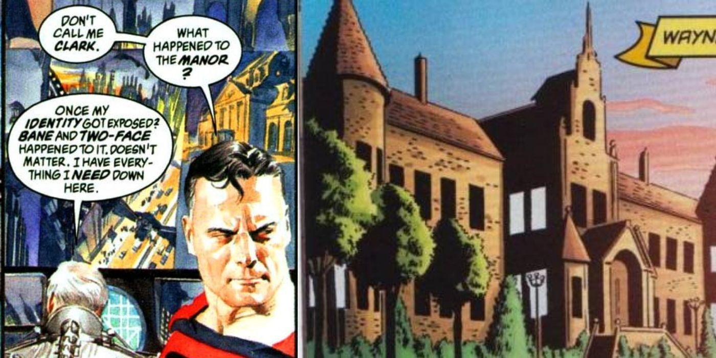 Side images of a panel from Kingdom Come and Wayne Manor