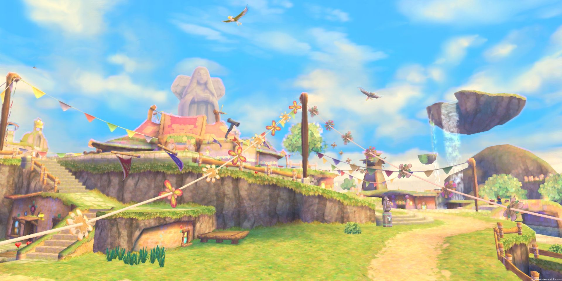 A screenshot of Skyloft from The Legend of Zelda Skyward Sword.