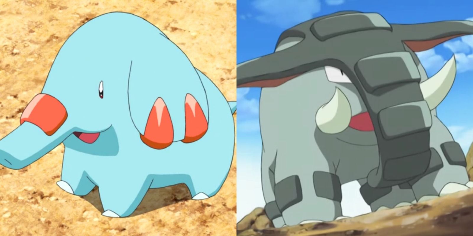 Split image of Phanpy and Donphan from Pokemon