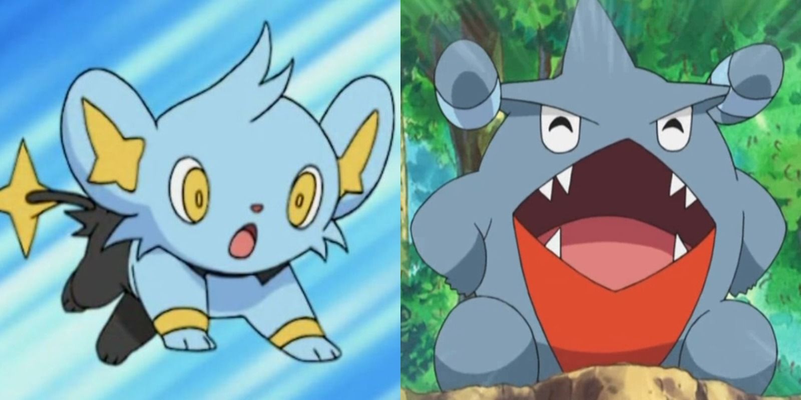 Split image of Shinx and Gible from Pokemon