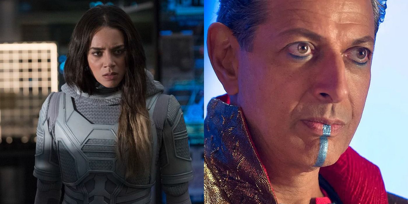 Split image of Ghost in Ant-Man and the Wasp and the Grandmaster in Thor Ragnarok