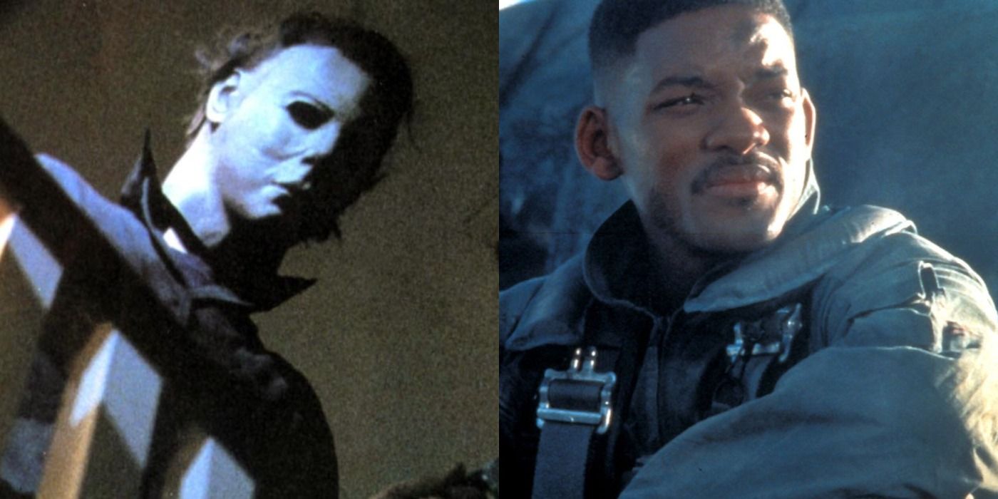 Split image of Michael in Halloween and Captain Hiller in Independence Day