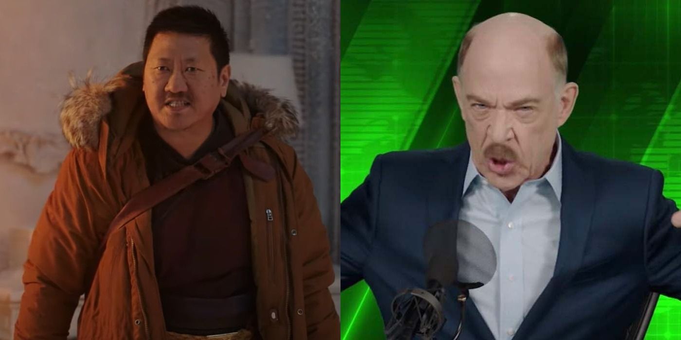Split image of Wong and J. Jonah Jameson in Spider-Man No Way Home