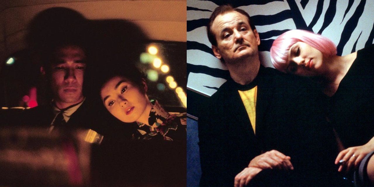 Split image of leaning on a shoulder in In the Mood for Love and Lost in Translation