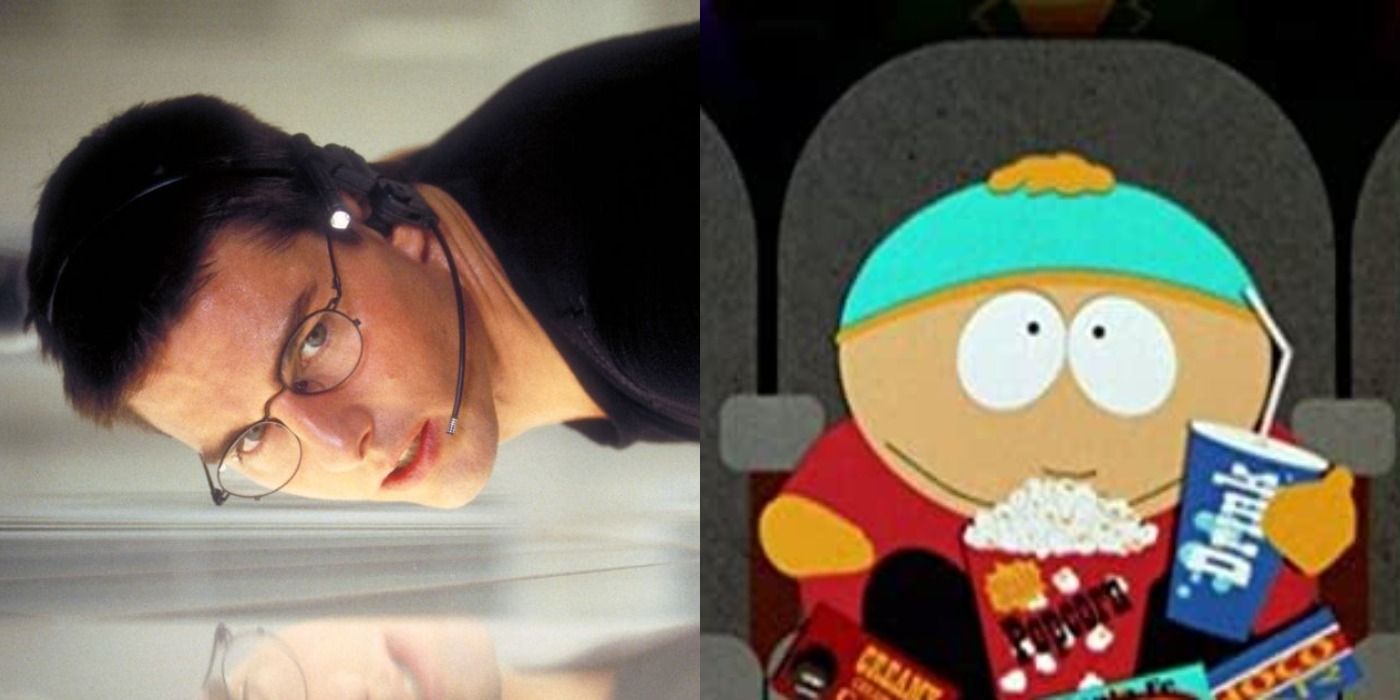 Split image of stills from Mission Impossible and South Park Bigger, Longer, and Uncut