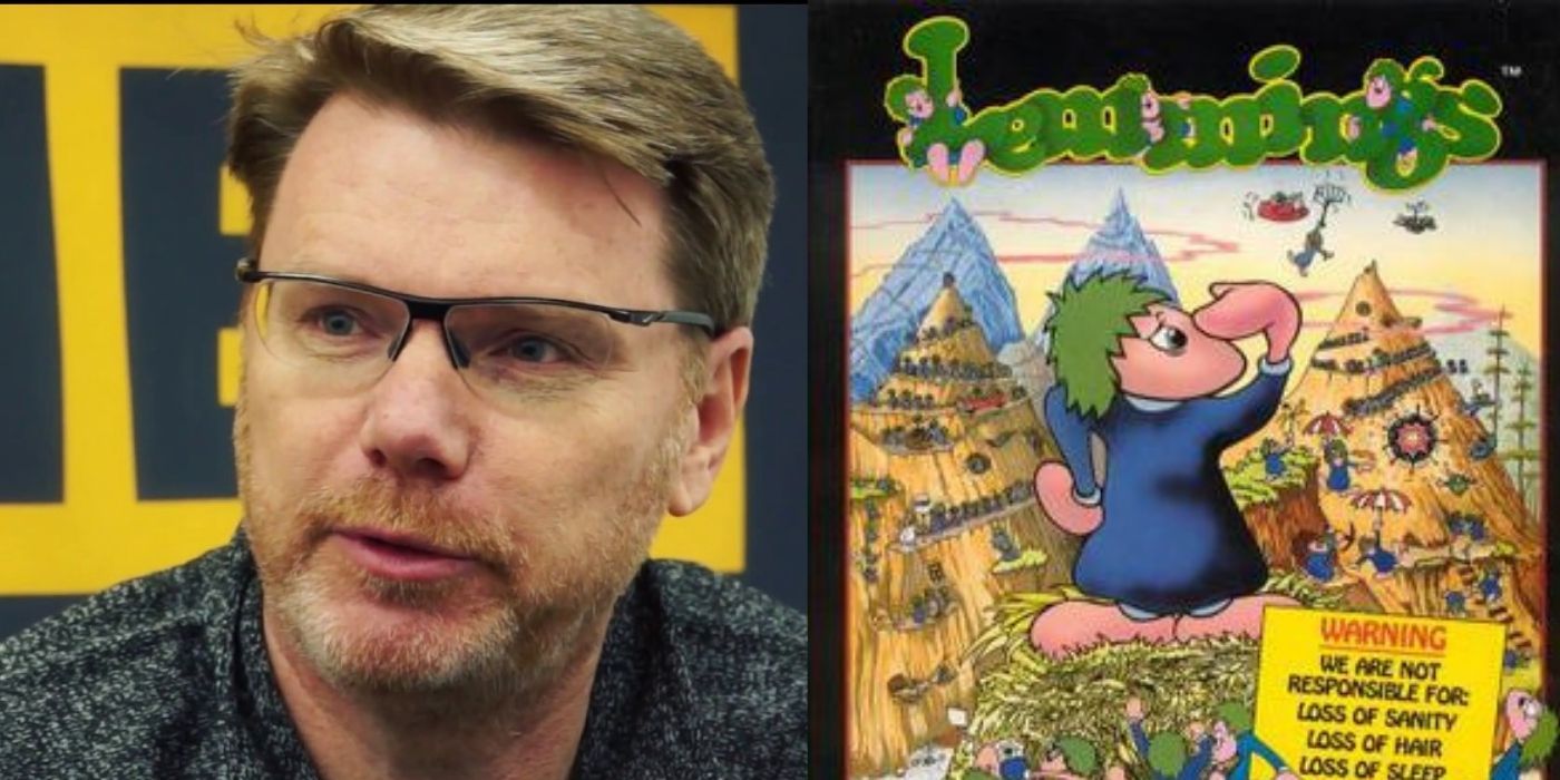 Split images of David Jones and the cover for Lemmings