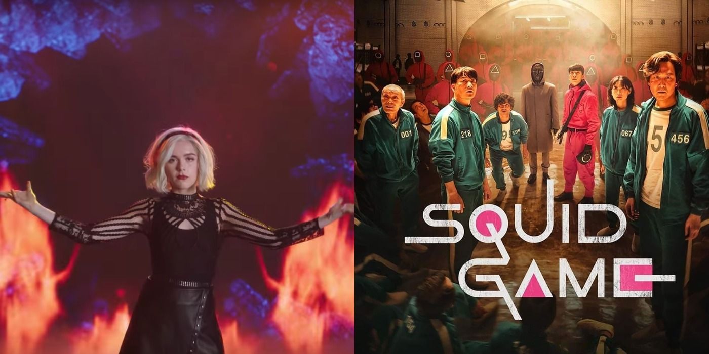 Sabrina and Squid Game promo images side by side