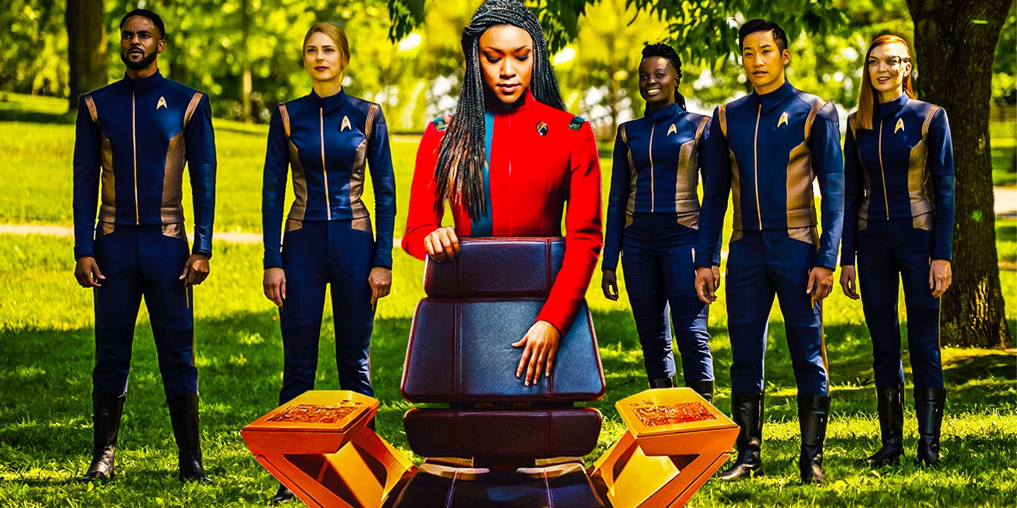 Michael Burnham and the Star Trek Discovery season 4 bridge crew.