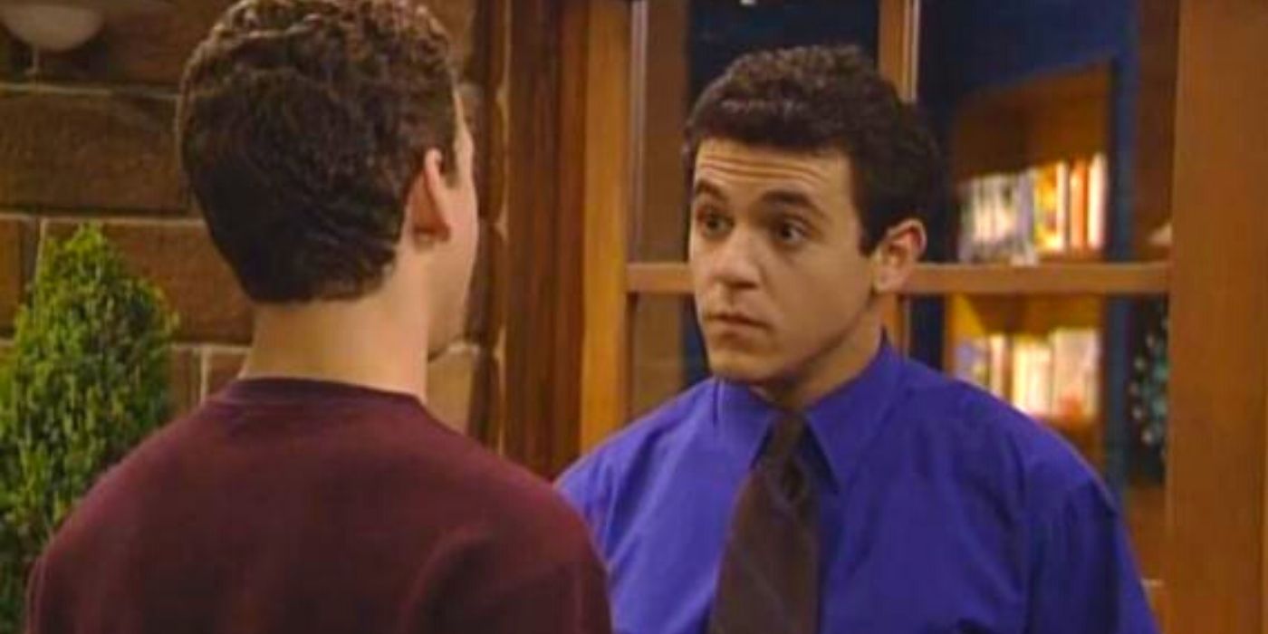 Stuart talks to Cory at school on Boy Meets World