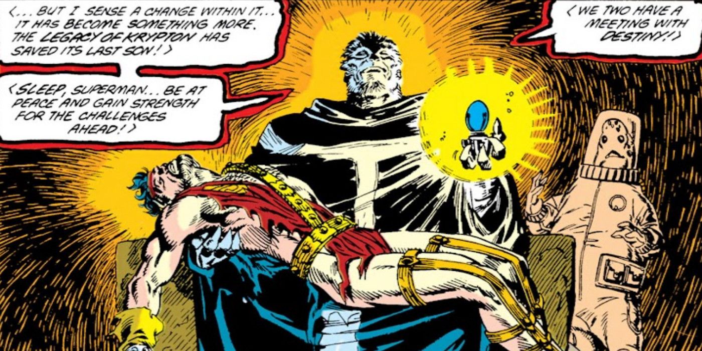 The Cleric and the Eradicator hold Superman