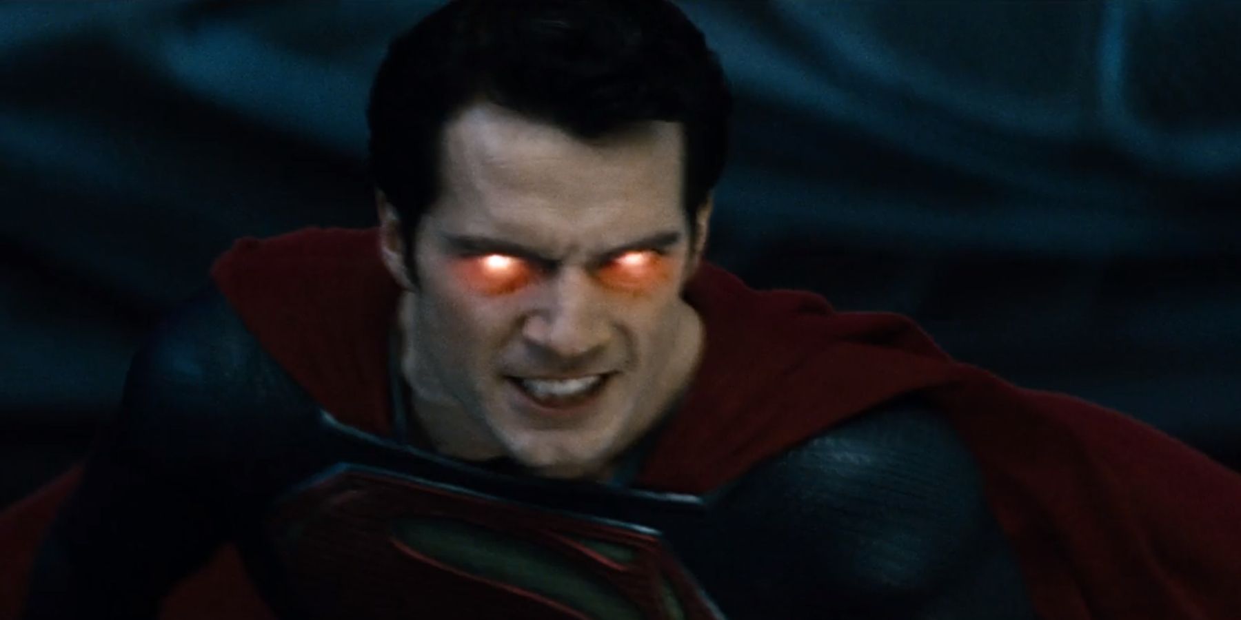 Superman readying his heat vision in the scoutship in Man Of Steel