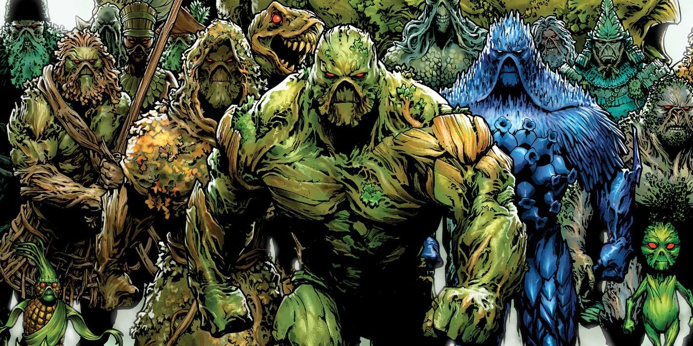 Swamp Thing with members of the Parliament of Trees behind him