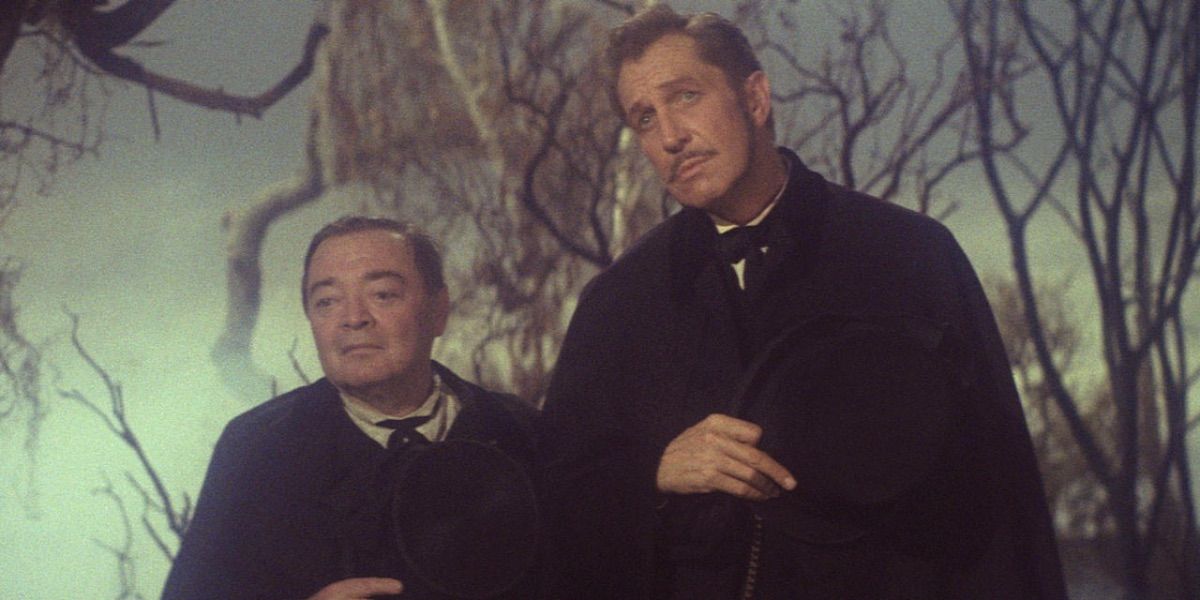 Peter Lorre and Vincent Price look on in The Comedy of Terrors 