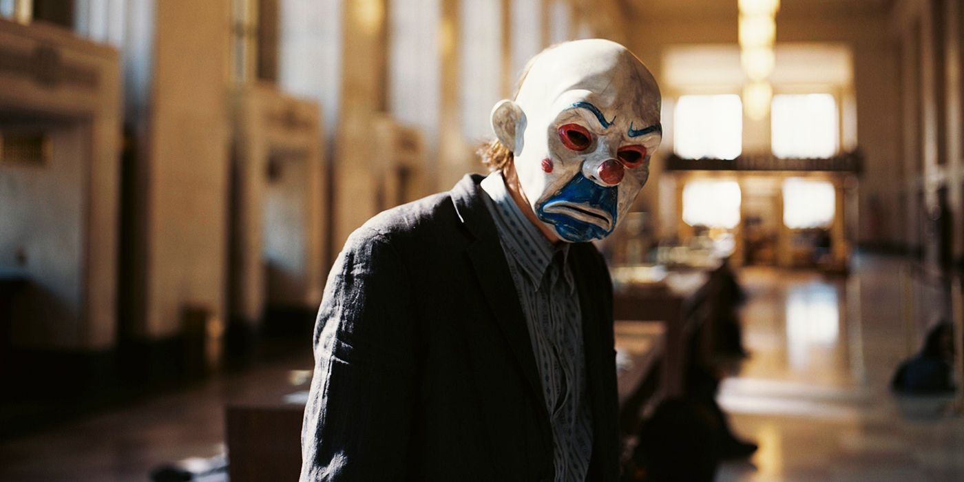 The Joker robs the banks in The Dark Knight