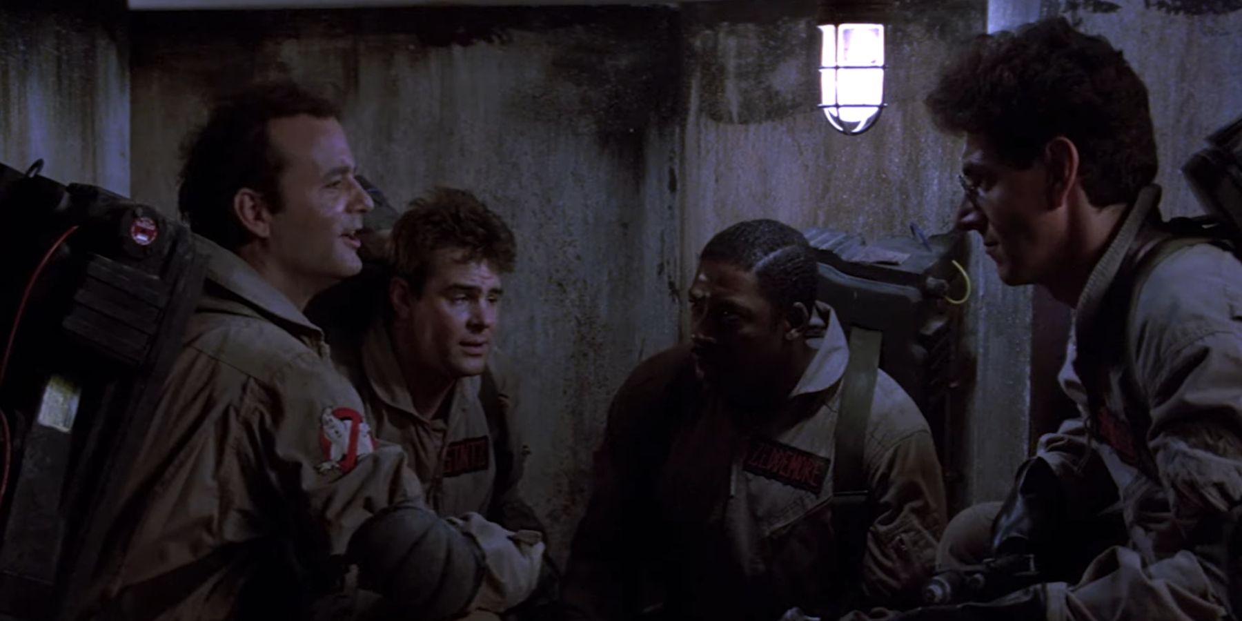 The Ghostbusters planning their relatiation against Gozer in Ghostbusters 1984