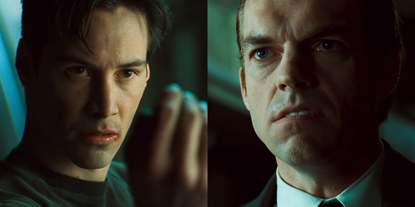 Split image of Neo and Smith from The Matrix