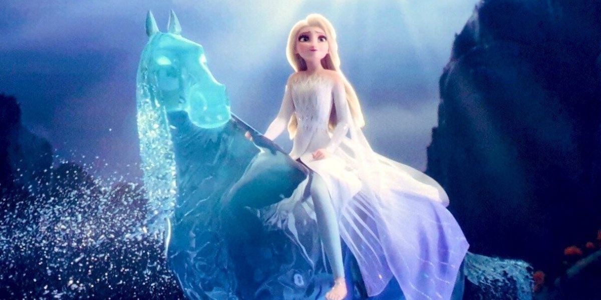 Elsa riding The Nokk in Frozen 2