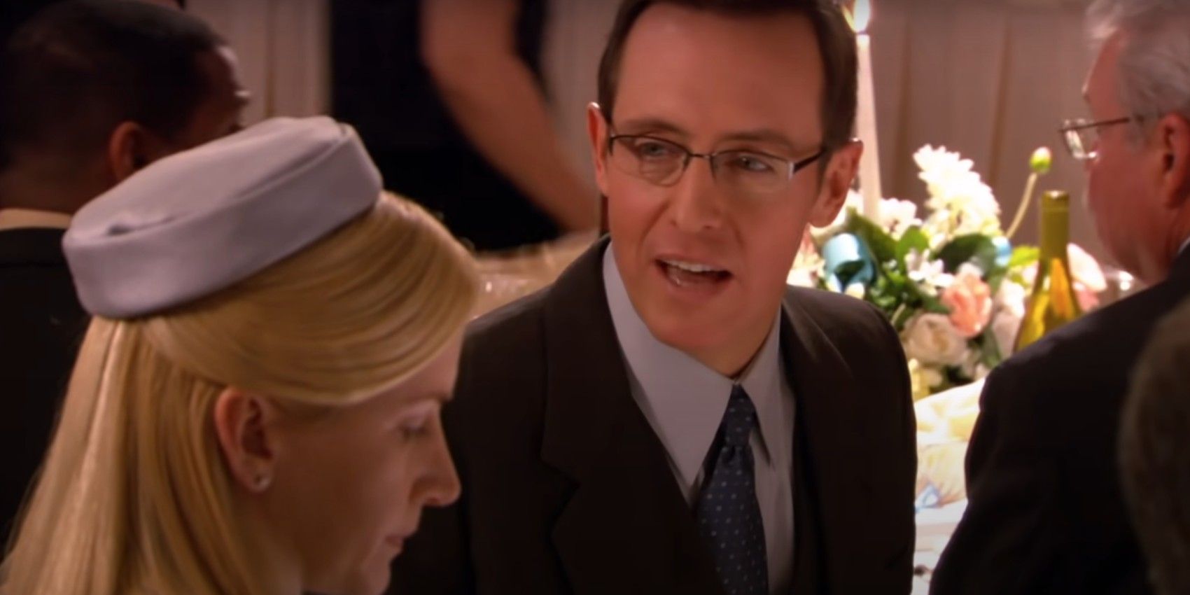 A deleted scene from The Office s3e16 Phyllis's Wedding featured a potential Angela love interest, Dennis