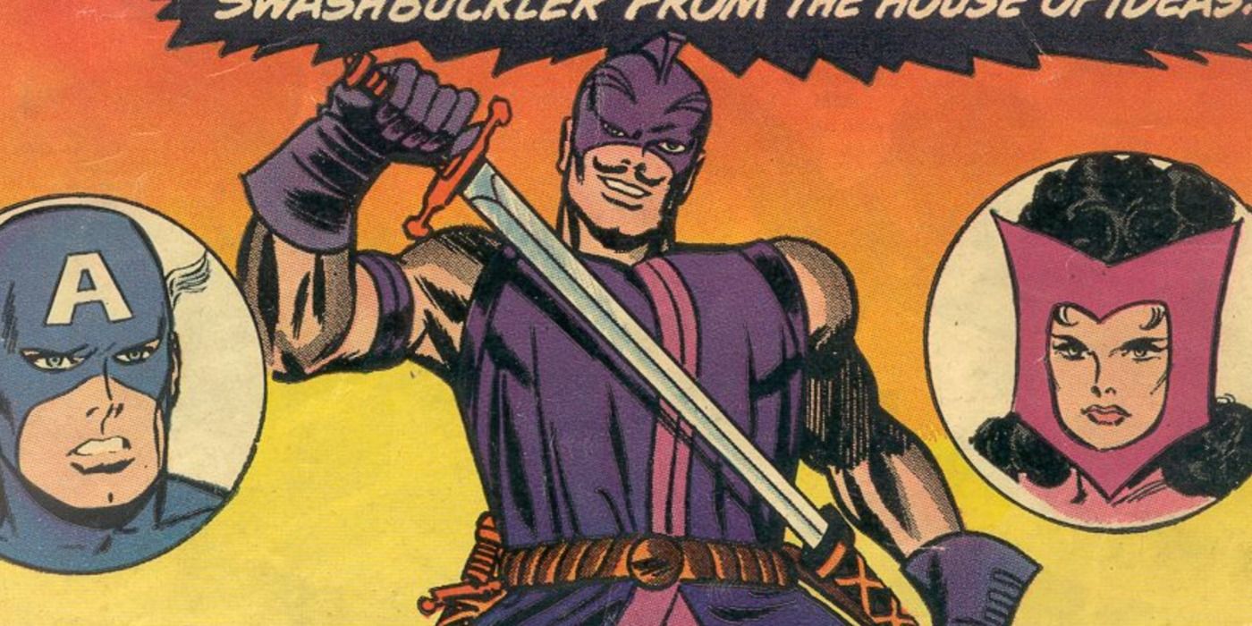 The Swordsman prepares to attack on the cover of Avengers 19 comic.