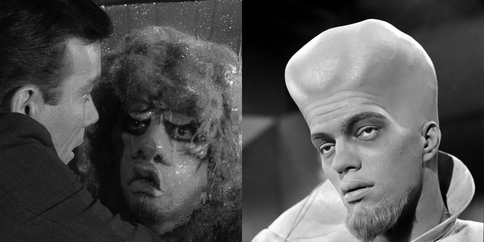Split image showing the gremlin and a Kanamit in The Twilight Zone