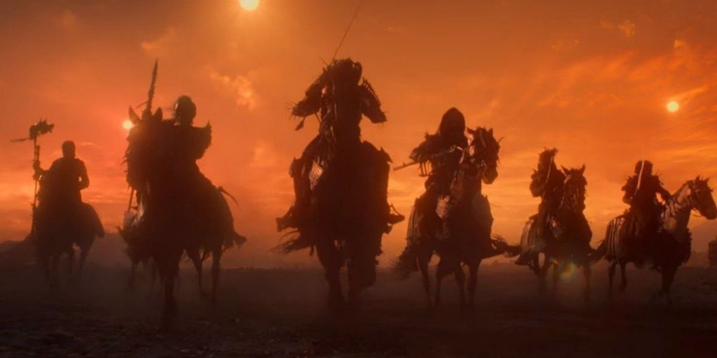 The Wild Hunt riding their horses in The Witcher