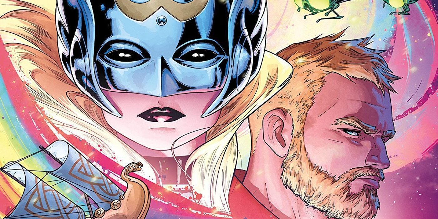 The cover of The Mighty Thor featuring Thor and Jane Foster Cropped