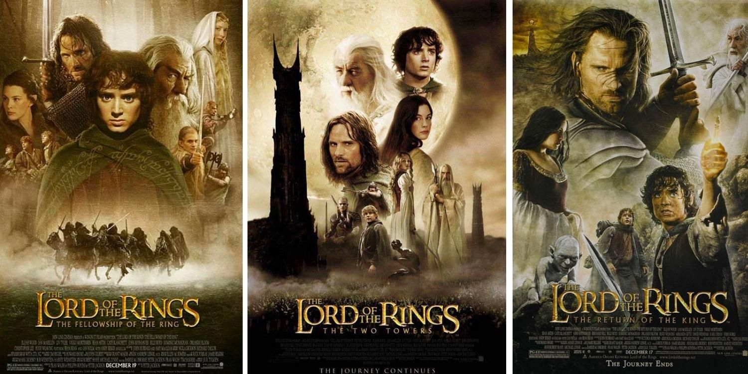 The posters for all three Lord of the Rings movies